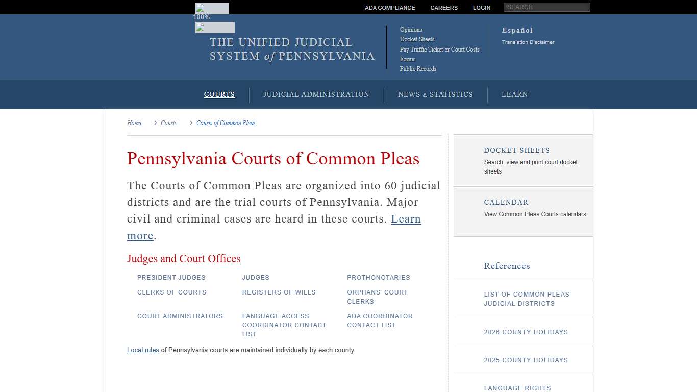 Courts of Common Pleas | Courts | Unified Judicial System of Pennsylvania