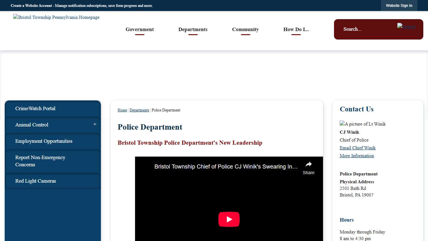 Police Department | Bristol Township, PA