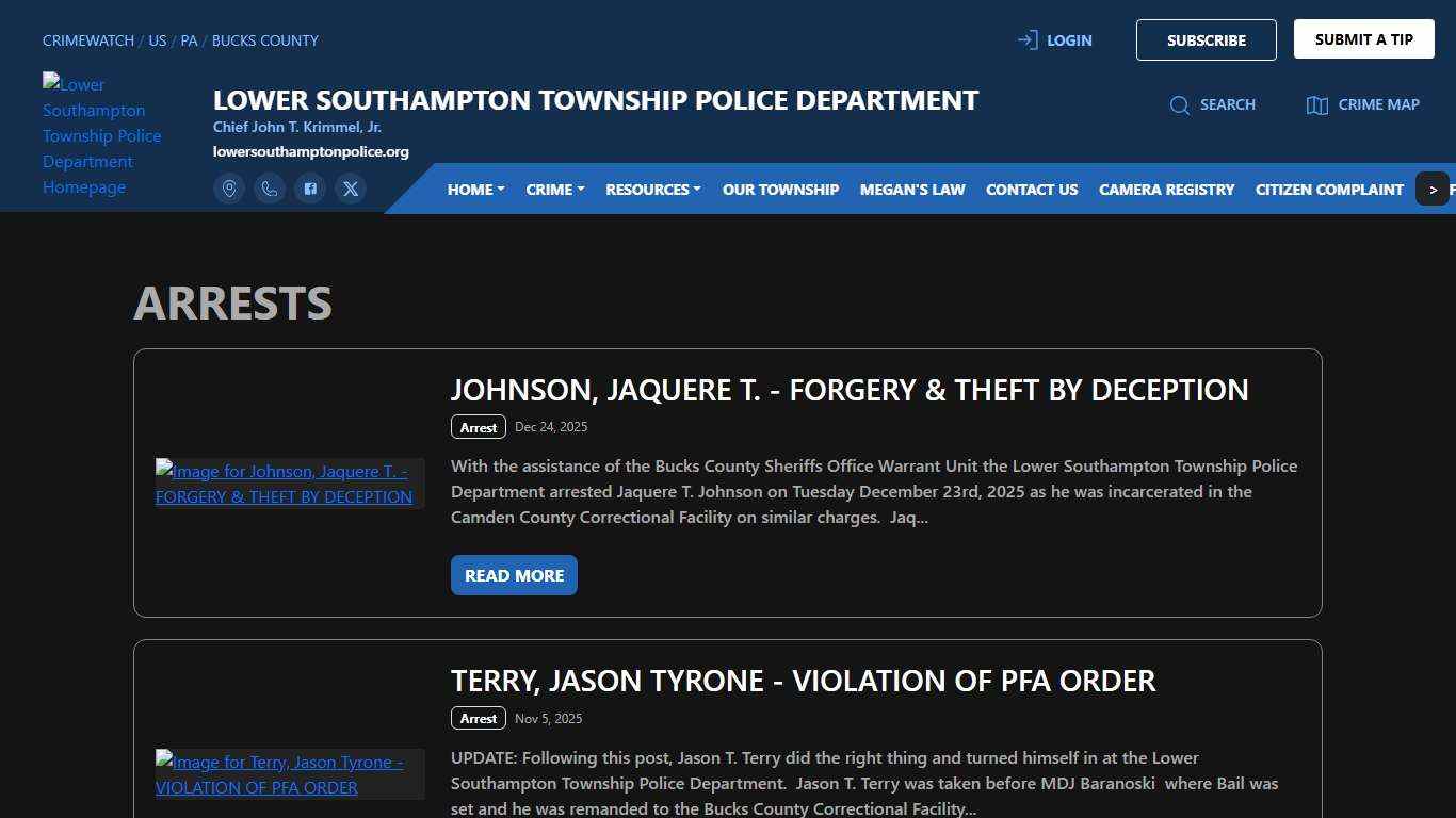 Lower Southampton Township Police Department Arrests | CRIMEWATCH